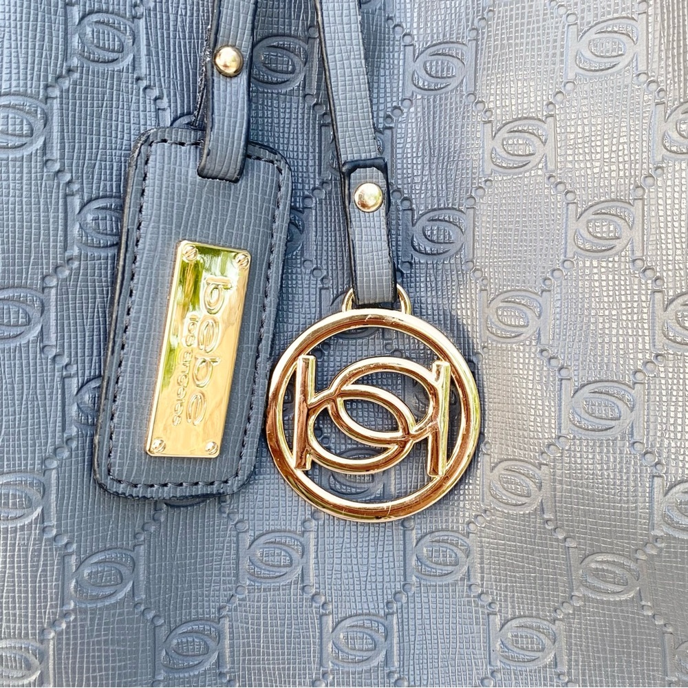 Vintage bebe Tote Bag Embossed Logo Monogram, Women OS Gray Vegan Leather - Picture 2 of 8